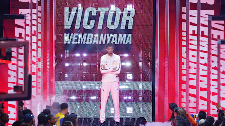 Victor Wembanyama introductions before the 2025 NBA All Star Game at Chase Center. 