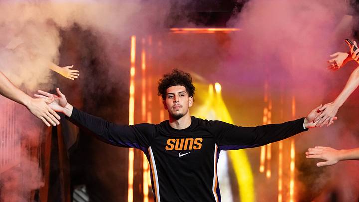 Oct 22, 2025; Phoenix, Arizona, USA; Phoenix Suns guard Koby Brea against the Sacramento Kings at the Mortgage Matchup Center. Mandatory Credit: Mark J. Rebilas-Imagn Images
