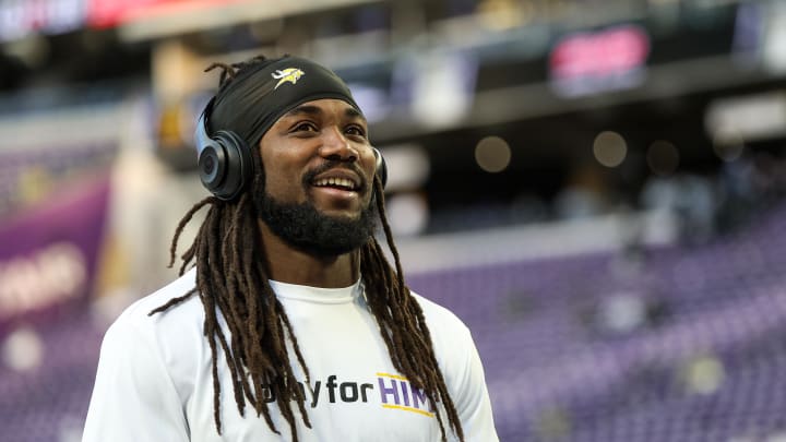 Dec 24, 2022; Minneapolis, Minnesota, USA; Minnesota Vikings running back Dalvin Cook (4) warms up before the game against the New York Giants at U.S. Bank Stadium. Mandatory Credit: Matt Krohn-USA TODAY Sports