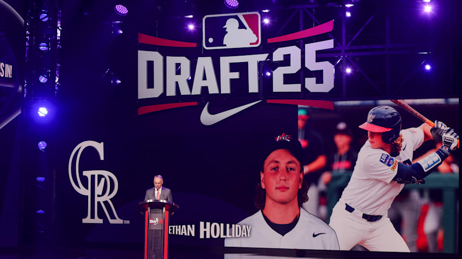Ethan Holliday is drafted by the Colorado Rockies with the fourth pick during the first round of the MLB Draft. | Brett Davis-Imagn Images