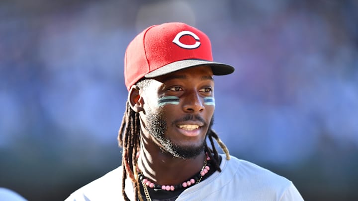 Sep 29, 2024; Chicago, Illinois, USA; Cincinnati Reds shortstop Elly De La Cruz (44) during the sixth inning against the Chicago Cubs at Wrigley Field. Mandatory Credit: Patrick Gorski-Imagn Images Sep 29, 2024; Chicago, Illinois, USA; Cincinnati Reds shortstop Elly De La Cruz (44) during the sixth inning against the Chicago Cubs at Wrigley Field. Mandatory Credit: Patrick Gorski-Imagn Images