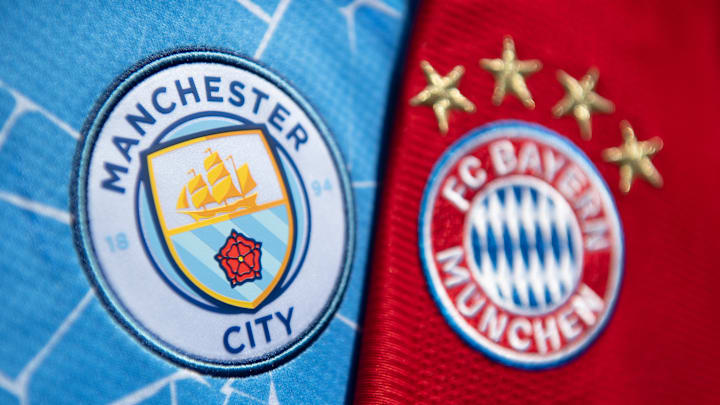 The Manchester City and FC Bayern Munich Club Badges