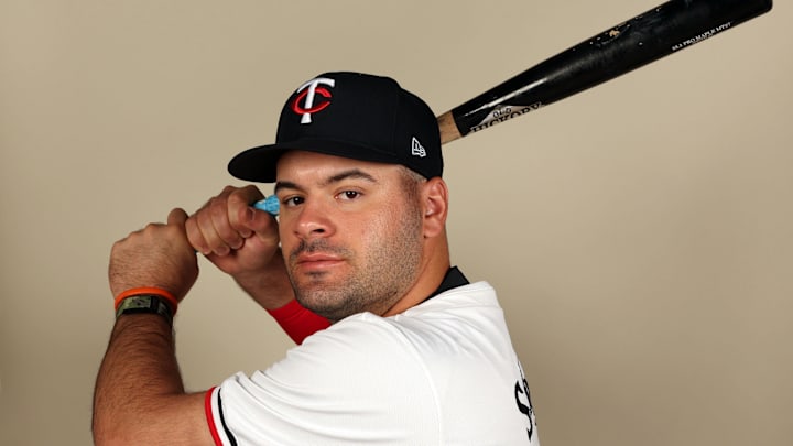 Feb 22, 2024; Lee County, FL, USA;  Minnesota Twins infielder Aaron Sabato (96) poses for a photo during photo day at Hammond Stadium. Mandatory Credit: Kim Klement Neitzel-Imagn Images