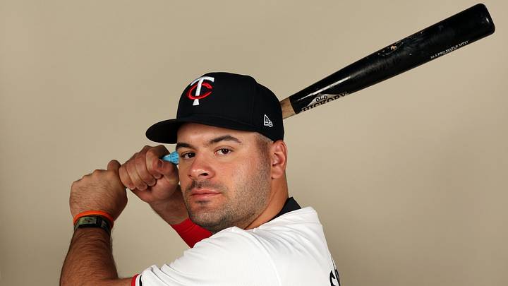 Feb 22, 2024; Lee County, FL, USA;  Minnesota Twins infielder Aaron Sabato (96) poses for a photo during photo day at Hammond Stadium. Mandatory Credit: Kim Klement Neitzel-USA TODAY Sports