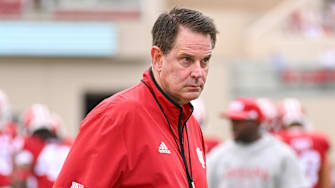 Indiana Hoosiers head coach Curt Cignetti watches his team prior to playing the Michigan State Spartans at Memorial Stadium. 
