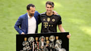 Münchner Vereinsikonen unter sich: Javi Martinez (r.) bei seiner Verabschiedung mit Hasan Salihamidzic