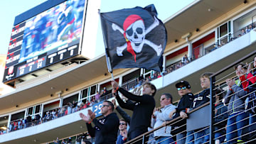 Nov 9, 2024; Lubbock, Texas, USA; A young Texas Tech Red Raiders fan in the stands during the first half during the game against the Colorado Buffalos at Jones AT&T Stadium and Cody Campbell Field. Mandatory Credit: Michael C. Johnson-Imagn Images