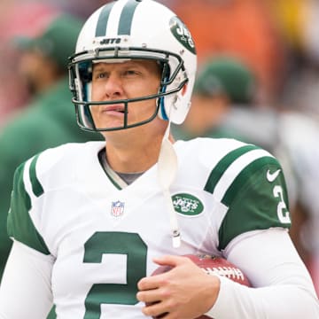 Oct 30, 2016; Cleveland, OH, USA; New York Jets kicker Nick Folk (2) during the second half against the Cleveland Browns at FirstEnergy Stadium. The Jets won 31-28. Mandatory Credit: Scott R. Galvin-Imagn Images