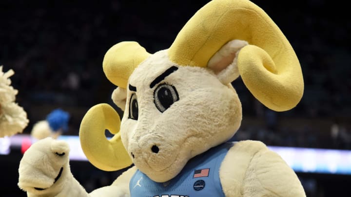 Dec 29, 2018; Chapel Hill, NC, USA; The North Carolina Tar Heels mascot (Ramses) during the second half at Dean E. Smith Center.  The Tar Heels won 82-60. Mandatory Credit: Rob Kinnan-USA TODAY Sports