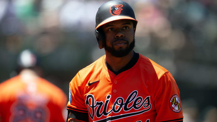 Jul 6, 2024; Oakland, California, USA; Baltimore Orioles center fielder Cedric Mullins (31) walks back to the dugout after striking out against the Oakland Athletics during the fourth inning at Oakland-Alameda County Coliseum