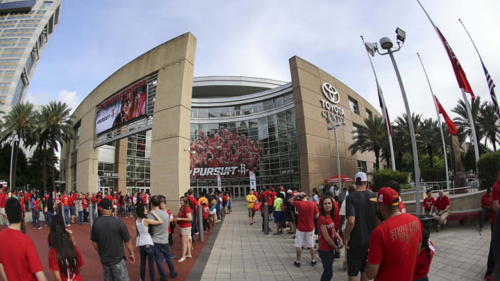 May 23, 2015; Houston, TX, USA; Houston Rockets fans wait to enter the arena before the game against the Golden State Warriors in game three of the Western Conference Finals of the NBA Playoffs at Toyota Center. Mandatory Credit: Troy Taormina-USA TODAY Sports