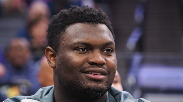 Mar 6, 2023; Sacramento, California, USA; New Orleans Pelicans power forward Zion Williamson on the bench during the first quarter against the Sacramento Kings at Golden 1 Center. 