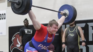 Pace's Grant Wise competes at the District 1-3A boys weightlifting meet hosted by Navarre on Monday,