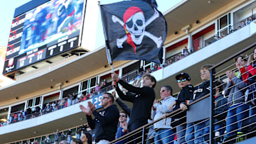 Nov 9, 2024; Lubbock, Texas, USA; A young Texas Tech Red Raiders fan in the stands during the first half during the game against the Colorado Buffalos at Jones AT&T Stadium and Cody Campbell Field. Mandatory Credit: Michael C. Johnson-Imagn Images