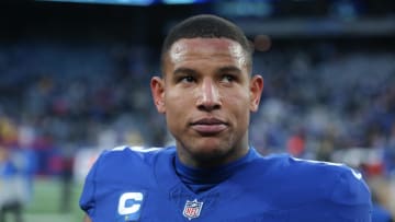 Dec 31, 2023; East Rutherford, New Jersey, USA; New York Giants tight end Darren Waller (12) after a game against the Los Angeles Rams at MetLife Stadium. Mandatory Credit: Brad Penner-USA TODAY Sports