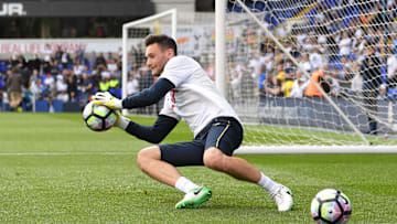 Hugo Lloris warming up ahead of the final game at White Hart Lane 