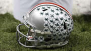 Jan 1, 2015; New Orleans, LA, USA; General view of an Ohio State Buckeyes helmet prior to the 2015 Sugar Bowl against the Alabama Crimson Tide at Mercedes-Benz Superdome. Mandatory Credit: Matthew Emmons-USA TODAY Sports