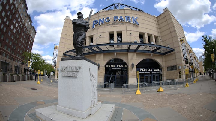 May 10, 2021; Pittsburgh, Pennsylvania, USA;  General exterior view before the Pittsburgh Pirates host the Cincinnati Reds at PNC Park. Mandatory Credit: Charles LeClaire-Imagn Images