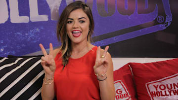 Lucy Hale Visits Young Hollywood Studio