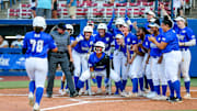 Oklahoma City's Jocelyn Alo (78) hits a grand slam during a Women's Professional Fastpitch softball league game between the Oklahoma City  Spark and the Smash It Sports Vipers at the USA Softball Hall of Fame Stadium in Oklahoma City.
