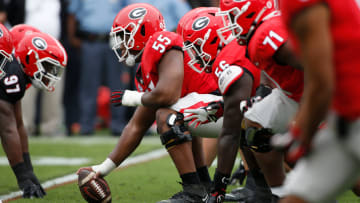 Georgia offensive lineman Jared Wilson (55) 