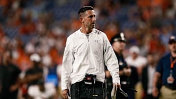 Aug 19, 2019; Denver, CO, USA; San Francisco 49ers head coach Kyle Shanahan in the fourth quarter against the Denver Broncos at Broncos Stadium at Mile High. Mandatory Credit: Isaiah J. Downing-Imagn Images