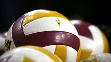 Detail shot of Arizona State University women's volleyballs.

Arizona State University Vs Northern Arizona University