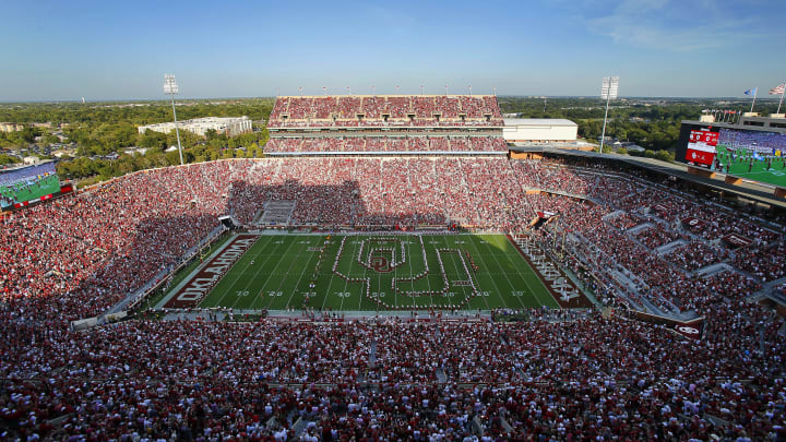 Gaylord Family Oklahoma Memorial Stadium on a game day during 2023 season.