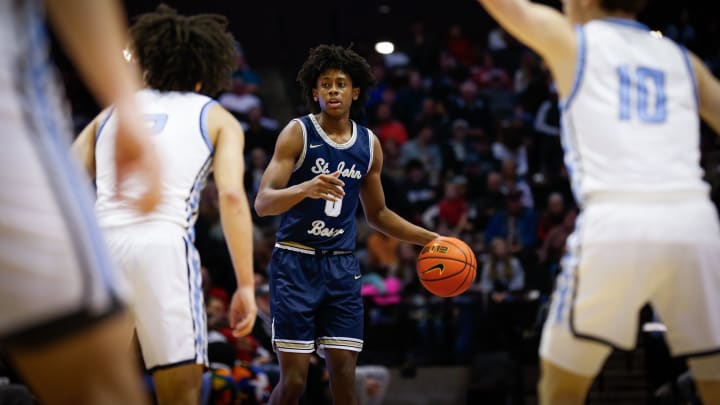 Sophomore Guard Brandon McCoy of St. John Bosco (California) during the 39th annual Tournament of Champions against Edmond North (Oklahoma) at Great Southern Bank Arena on Friday, Jan. 12, 2024.