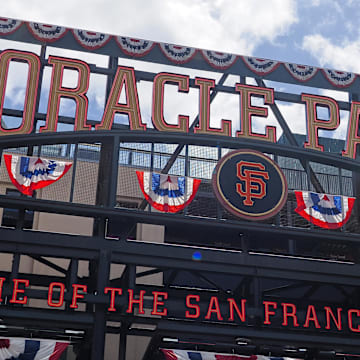 Apr 5, 2024; San Francisco, California, USA; A general view outside Oracle Park before the game between the San Francisco Giants and the San Diego Padres