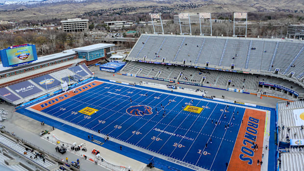 A general view of  Albertsons Stadium. 