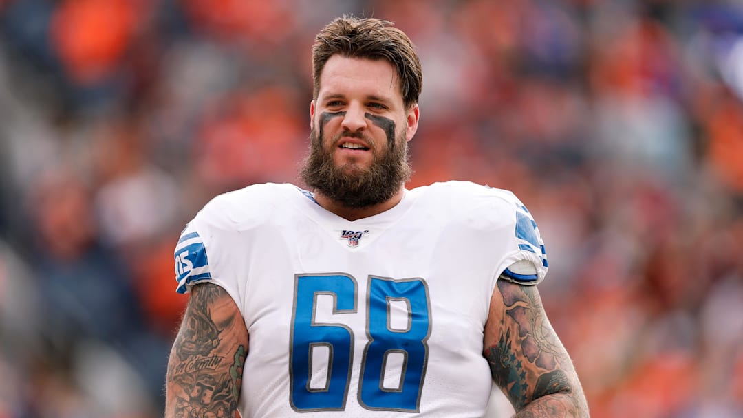 Dec 22, 2019; Denver, Colorado, USA; Detroit Lions offensive tackle Taylor Decker (68) before the game against the Denver Broncos at Empower Field at Mile High. Mandatory Credit: Isaiah J. Downing-Imagn Images Dec 22, 2019; Denver, Colorado, USA; Detroit Lions offensive tackle Taylor Decker (68) before the game against the Denver Broncos at Empower Field at Mile High. Mandatory Credit: Isaiah J. Downing-Imagn Images