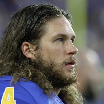 Oct 23, 2021; Pittsburgh, Pennsylvania, USA;  Pittsburgh Panthers long snapper Cal Adomitis (94) looks on from the sidelines against the Clemson Tigers during the fourth quarter at Heinz Field. Mandatory Credit: Charles LeClaire-Imagn Images