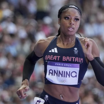 Razorback track and field's Amber Anning (Great Britain) during the Paris 2024 Olympic Summer Games at Stade de France.