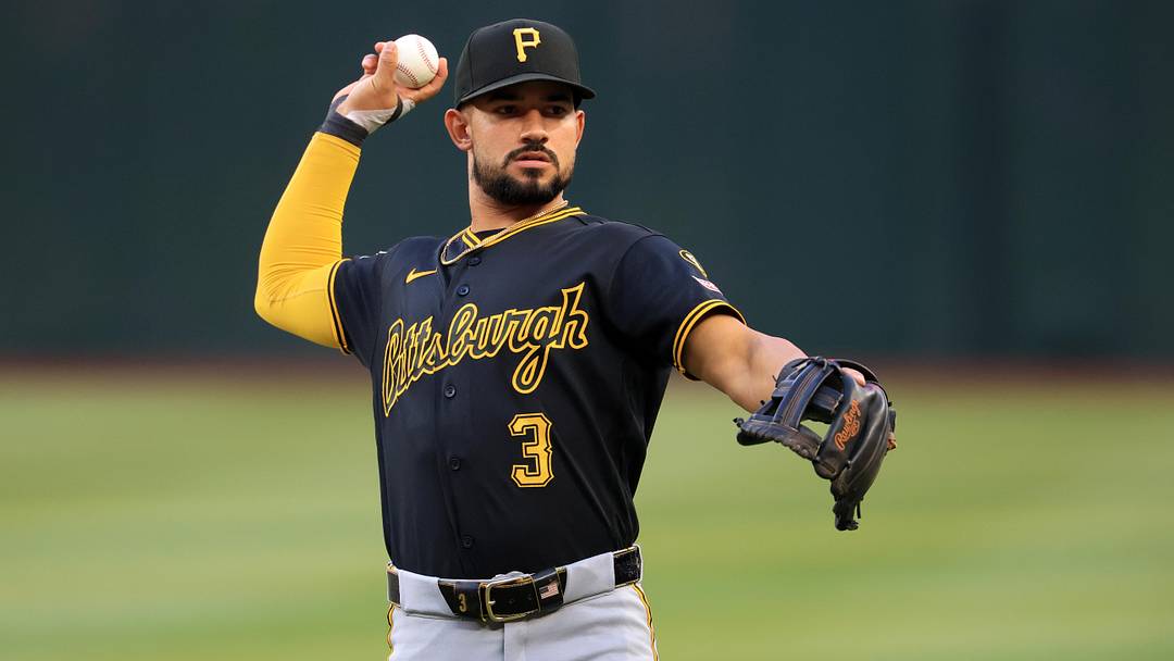 May 6, 2026; Phoenix, Arizona, USA; Pittsburgh Pirates third baseman Nick Gonzales against the Arizona Diamondbacks at Chase Field. Mandatory Credit: Mark J. Rebilas-Imagn Images