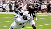 Mississippi State Wide Receiver Ayden Williams (#11) during Spring Game at the Davis Wade Stadium at Mississippi State University in Starkville, MS.