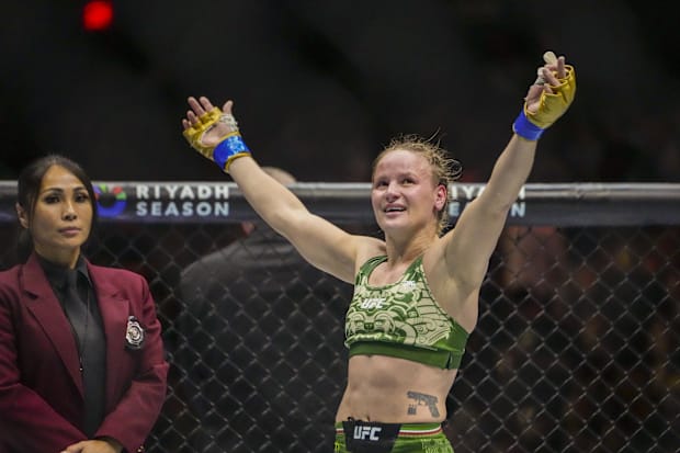 Valentina Shevchenko after defeating Alexa Grasso during Riyadh Season Noche UFC 306 at Sphere. 
