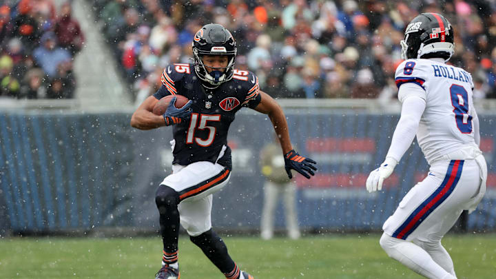 Rome Odunze had six catches and a touchdown on Sunday to help the Bears beat the Giants. 