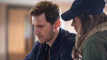 Richard Armitage and Hannah John-Kamen in The Stranger