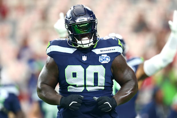 Seattle Seahawks defensive tackle Jarran Reed reacts before the game against the Arizona Cardinals at State Farm Stadium. Seattle Seahawks defensive tackle Jarran Reed reacts before the game against the Arizona Cardinals at State Farm Stadium.