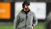 Nov 1, 2025; Corvallis, Oregon, USA; Washington State Cougars head coach Jimmy Rogers during a time out in the 4th quarter against the Oregon State Beavers at Reser Stadium. Mandatory Credit: Craig Strobeck-Imagn Images