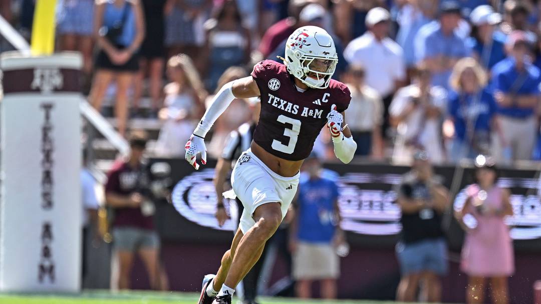 Sep 12, 2026; College Station, Texas, USA; Texas A&M Aggies safety Marcus Ratcliffe (3) runs a route during the first quarter against Arizona State Sun Devils at Kyle Field. Mandatory Credit: Maria Lysaker-Imagn Images Sep 12, 2026; College Station, Texas, USA; Texas A&M Aggies safety Marcus Ratcliffe (3) runs a route during the first quarter against Arizona State Sun Devils at Kyle Field. Mandatory Credit: Maria Lysaker-Imagn Images