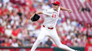 Cincinnati Reds pitcher Nick Lodolo (40) throws a pitch in the first inning of a MLB game between the Cincinnati Reds and San Diego Padres, Sunday, June 29, 2025, at Great American Ball Park in Downtown Cincinnati.
