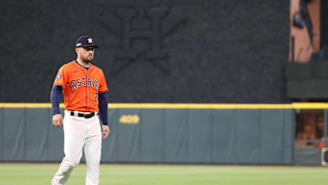 Houston Astros third base Alex Bregman warms up before the 2024 MLB Playoffs.