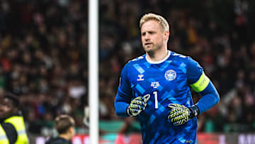 March 23, 2025, Lisbon, Portugal: Kasper Schmeichel of Denmark in action during the UEFA Nations League Quarterfinal Leg Two match between Portugal and Denmark at Estadio Jose Alvalade. Lisbon Portugal - ZUMAs197 20250323_aaa_s197_519 Copyright: xHenriquexCasinhasx