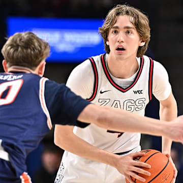 Gonzaga Bulldogs guard Dusty Stromer (4) has entered the transfer portal.