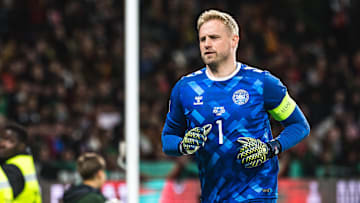 March 23, 2025, Lisbon, Portugal: Kasper Schmeichel of Denmark in action during the UEFA Nations League Quarterfinal Leg Two match between Portugal and Denmark at Estadio Jose Alvalade. Lisbon Portugal - ZUMAs197 20250323_aaa_s197_519 Copyright: xHenriquexCasinhasx