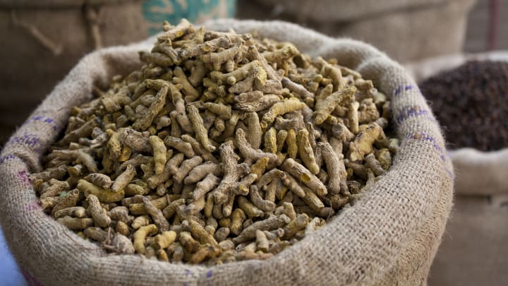 Dried Ginger in Market, India