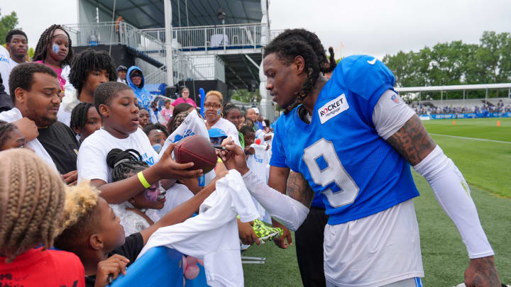 Detroit Lions wideout Jameson Williams (9)