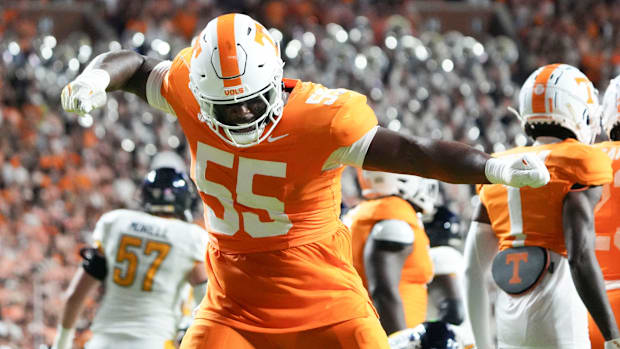 Omarr Norman-Lott (55) celebrating after a game during the NCAA university football match